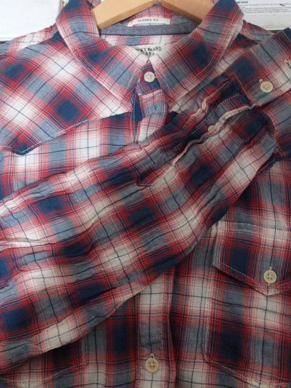 Lucky Brand Red and Blue Plaid Button-Down Shirt